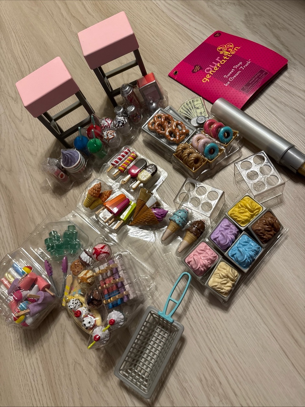 NEW Our Generation Sweet Stop Ice Cream Truck Accessories Food Lot STOOLS